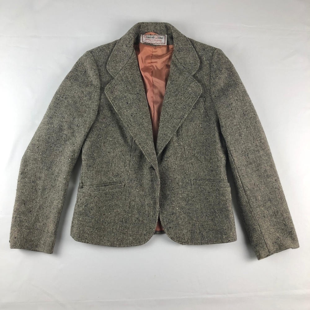 Casa De Lana Wool Blazer Light Brown Tweed